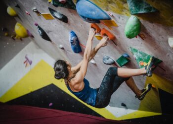 rock climbing student