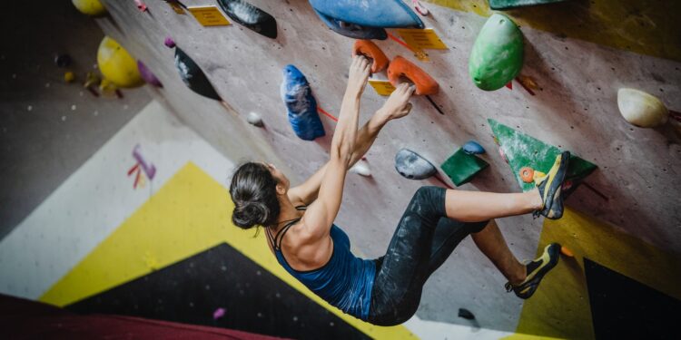 rock climbing student